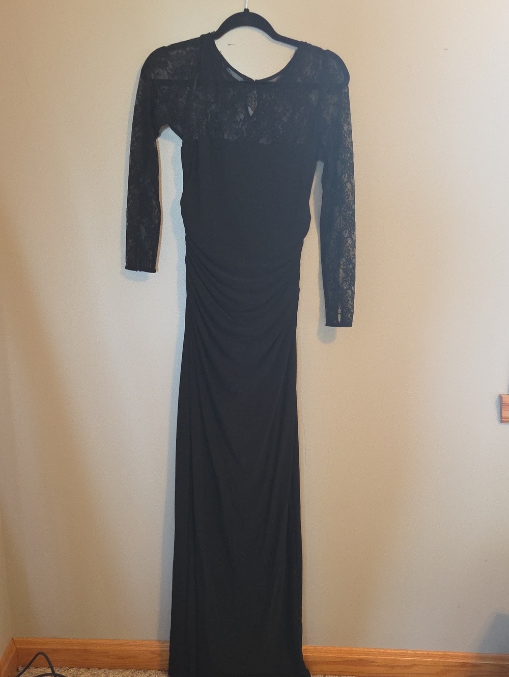 American Living Black Lace Long-Sleeve Maxi Gown